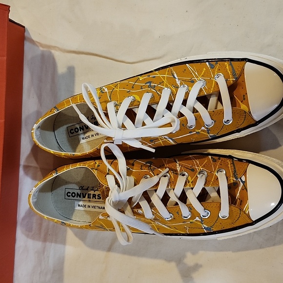 Converse church 70 paint splatter shoes sneakers sunflower gold new with box - Picture 2 of 6